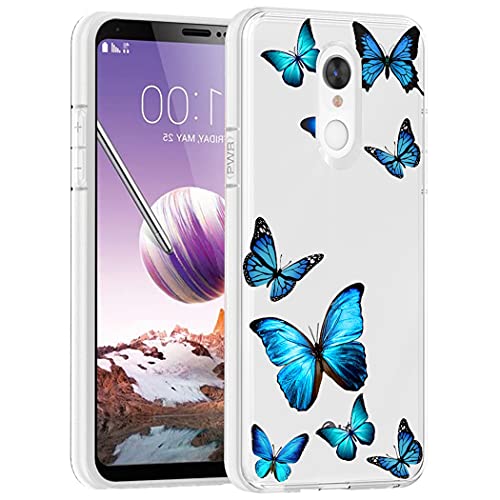 Vavies Case for LG Stylo 4/for LG Stylo 4 Plus/for LG Q Stylus Case for Girls Women, Slim Shockproof Clear Pattern Soft Flexible TPU Back Phone Protective Cover Cases for LG Stylo 4 (Blue Butterfly)