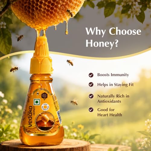 Image of Amazon Brand - Vedaka Squeezy Honey | 800 g | (400 g x Pack of 2) | No Added Sugar | Rich in Antioxidants | Source of Nutrition & Energy