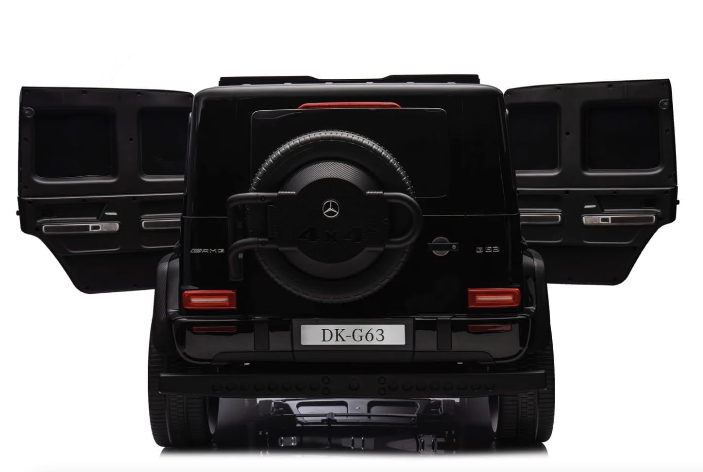 FINOOS Kinder Elektroauto Mercedes G63 2 Sitzer 24V, 4X 200W insgesamt 800W, AMG Doppelsitzer Kinderauto Elektrisch mit Fernbedienung - Ledersitz und Eva Reifen - Elektroauto für 2 Kinder (Schwarz)
