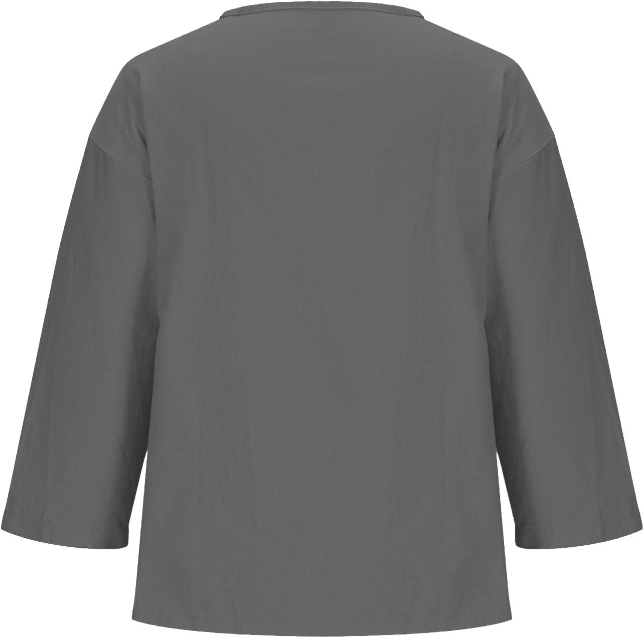 Womens Button Henley Shirts Loose Casual Pure Cotton Linen 3/4 Length Sleeve Blouses 2026 Vacation Outfits