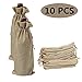 Produktbild 10 stücke Jute Wein Taschen, 35 * 15cm Wein Taschen Packung Geschenktüten Flaschentüten mit Kordelzug Sackleinen Flasche Wein Taschen Geschenktüten Weinbeutel, für Wein oder Champagner (Braun)