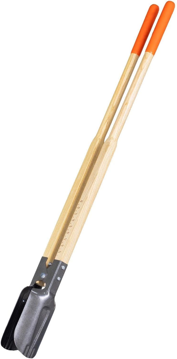 57.5" Wood Handle Post Hole Digger,4.33" Diameter Hollow Holes,Scale Markings,Lightweight,Perfect for Fencing, Gardening & Farm Work (No Assembly Required)