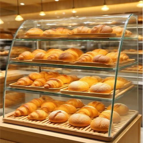 Commercial Refrigerated Pastry Display Case, Glass Cover Food Warmer, Clear Bread Storage Buffet Table for Kitchen, 160x53x50CM, Ideal for Restaurants and Bakeries