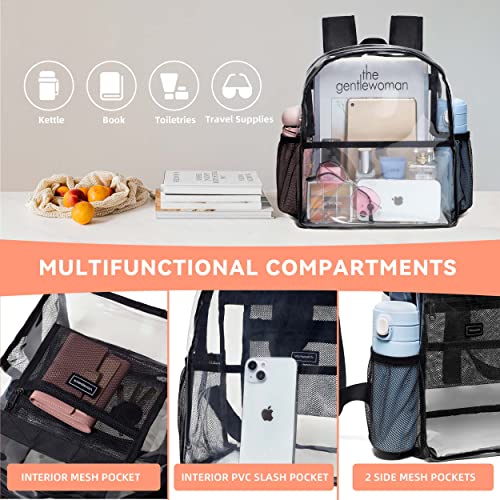 Vorspack Clear Backpack Stadium Approved - Clear Mini Backpack 12X12X6 For Women Stadium Backpack With 2 Water Holders Heavy Duty For Concert Work Sport Games Festival Venues- Black #TOP2