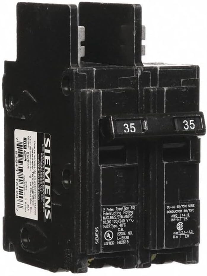 SIEMENS BQ2B035 35-Amp Double Pole 120/240-Volt 10KAIC Lug In/Lug Out Breaker