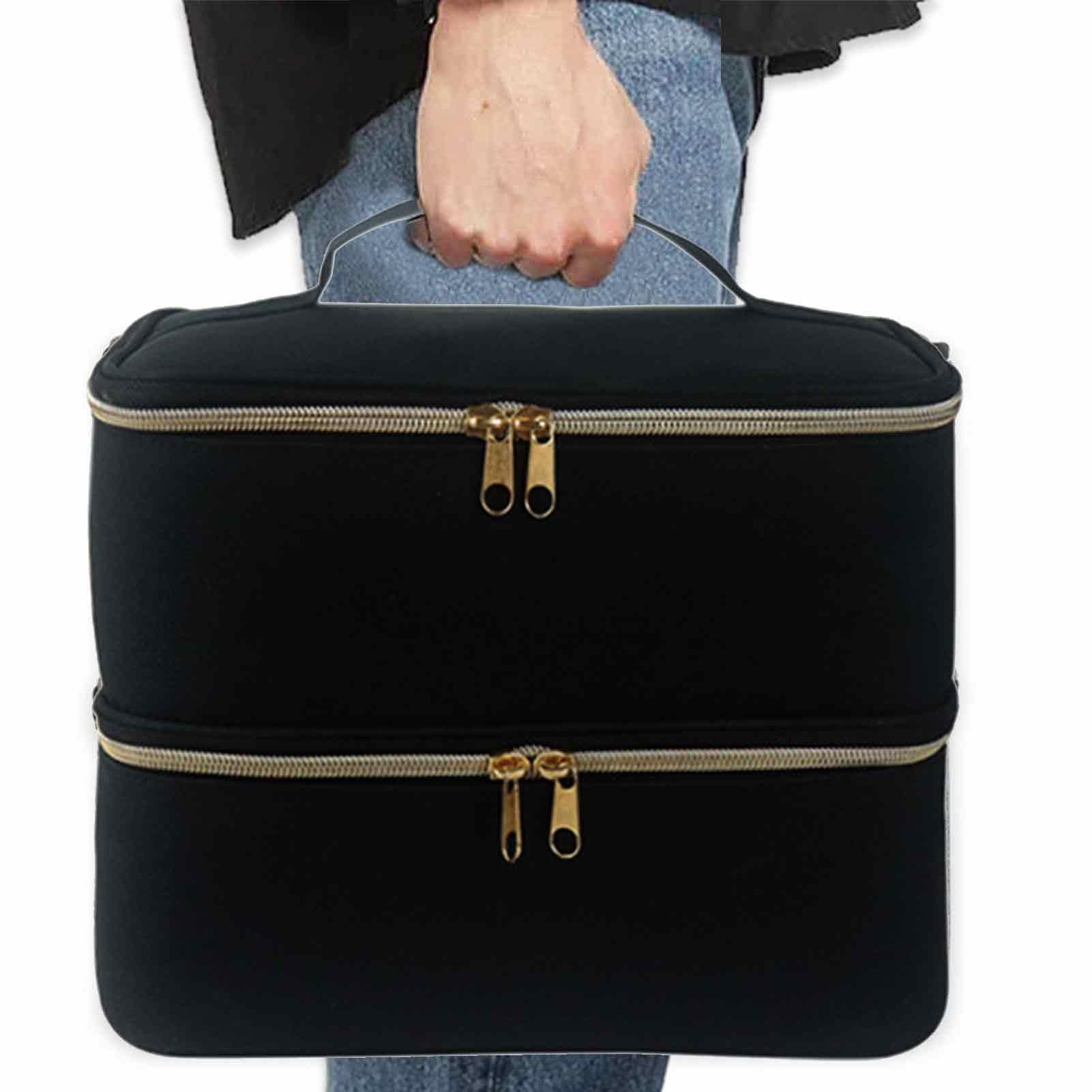 Quoyiyo Nagellack-Organizer Tasche – Doppellagig Mit Schwamm-Einsatz, Für Bis Zu 30 Flaschen (15 Ml), Inklusive Trocknerfach
