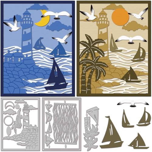 Matrices de découpe voilier et mouette GLOBLELAND pour scrapbooking et carterie - 2
