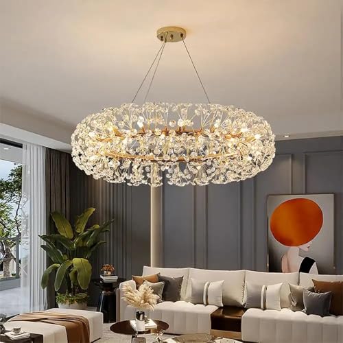 Image of Modern Tree Branches Chandeliers Gold Luxury Round Raindrop Pendant Light Fixture Tassel Ceiling Hanging Light for Dining Room Bedroom Living Room Entryway (ADW-Tree branches-800MM)