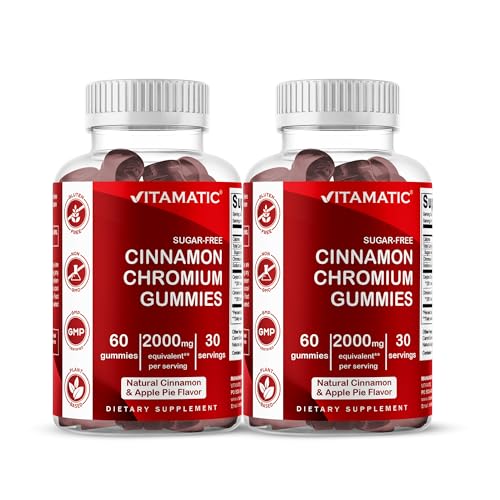Vitamatic Sugar-Free Chromium Gummies with Ceylon Cinnamon – 2000 mg Equivalent Per Serving (from