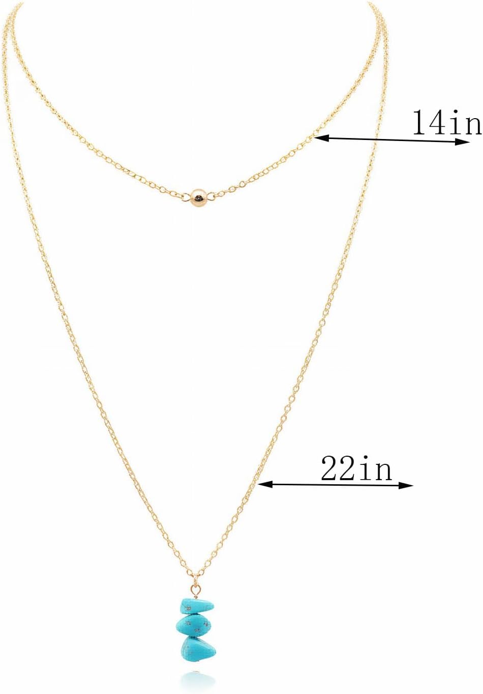 Boho Layered Turquoise Necklace for Women With 3 Beads Birthstone Jewelry Gifts for Women - Image 5