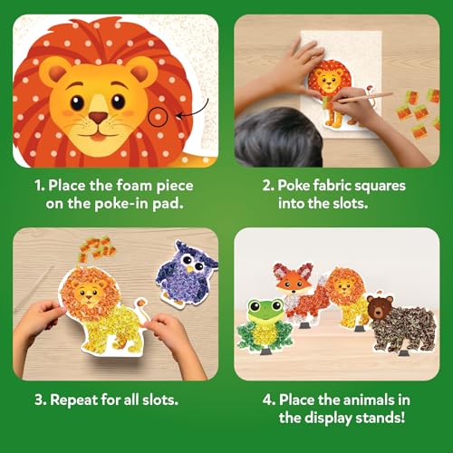 Image of Skillmatics Poke-in Art Animals Dirt-Free DIY Wooden Craft Kit for Kids, Creative Fine Motor Skills, Role Play & Room Decoration, Gift for Girls and Boys Ages 4, 5, 6, 7, 8, 9