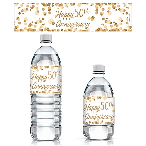 Gold 50Th Anniversary Water Bottle Labels - 24 Stickers #TOP4