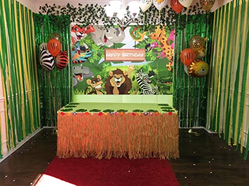 Luau Grass Table Skirt For Luau Party Tiki Bar Decorations 9Ft Hawaiian Raffia Table Skirts For Hawaiian Tropical Luau Birthday Party Decorations Supplies #TOP2