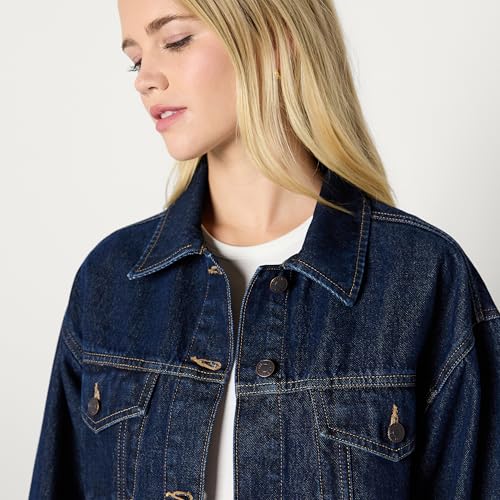 Amazon Essentials Women's Denim Trucker Jacket with Pockets, Dark Midnight Wash, XX-Large by Amazon Essentials - Image 3