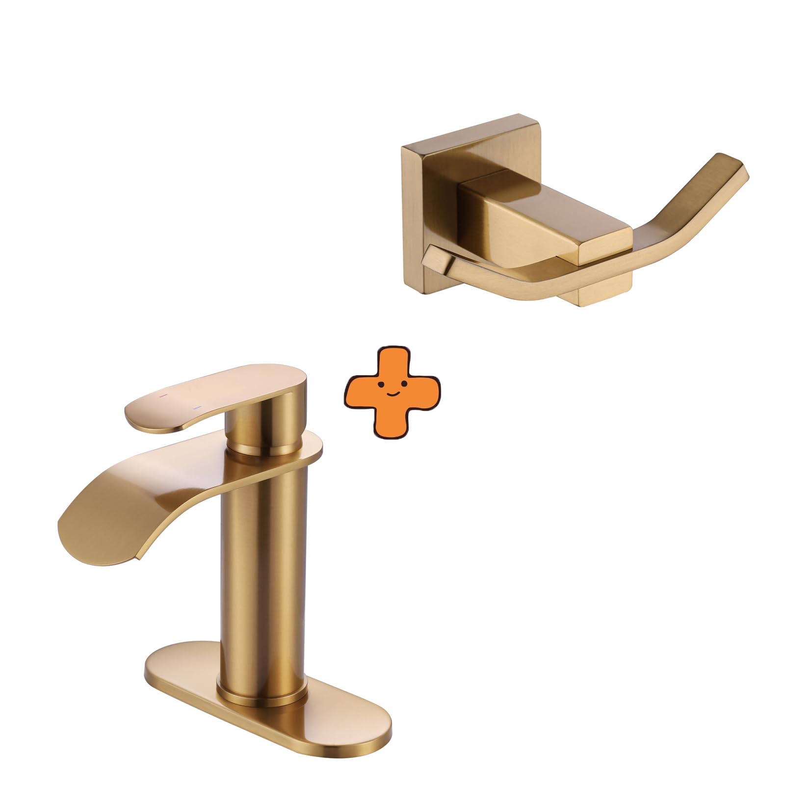 Jnfidosr Gold Waterfall Bathroom Faucet, Bathroom Sink Faucet For 1 Hole Or 3 Holes And Towel Hooks For Bathrooms Sus304 Stainless Steel Coat Hook, Bathroom Robe Towel Holder