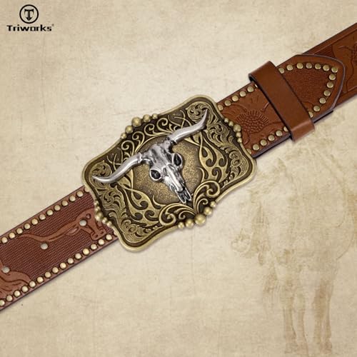 Western Belt for Men Women Cowboy Leather Belt Western Buckle Cowgirl Engraved Belt2