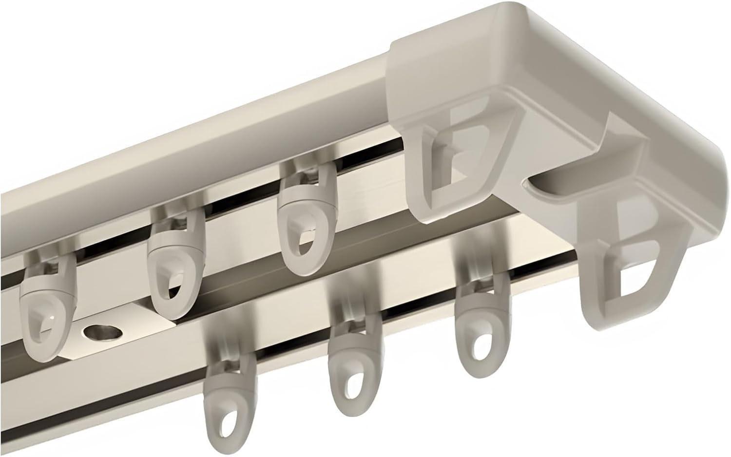 Double Track Curtain Rail, Silent Aluminum Rod for Load-Bearing, Simple Room Divider Design, Ideal for Living Room, Kitchen, Farmhouse - Champagne, 240cm (7.8ft, 2 x 120cm)