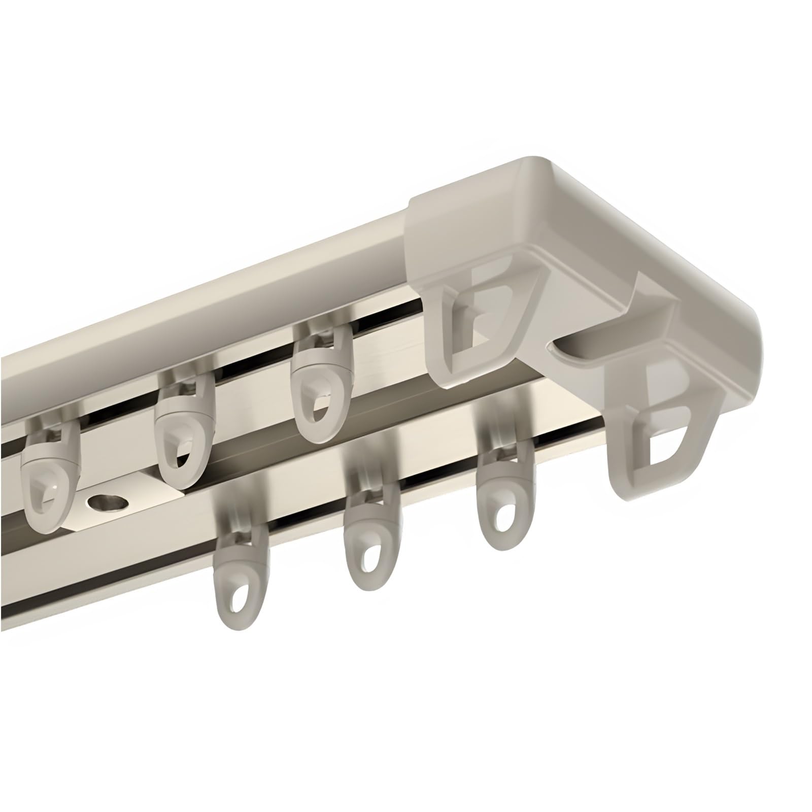 Doppelläufige Gardinenstange aus Aluminium, tragende Gardinenstange, Raumteiler im schlichten Design, für Wohnzimmer, Küche, Bauernhaus (Champagner, 130 cm)