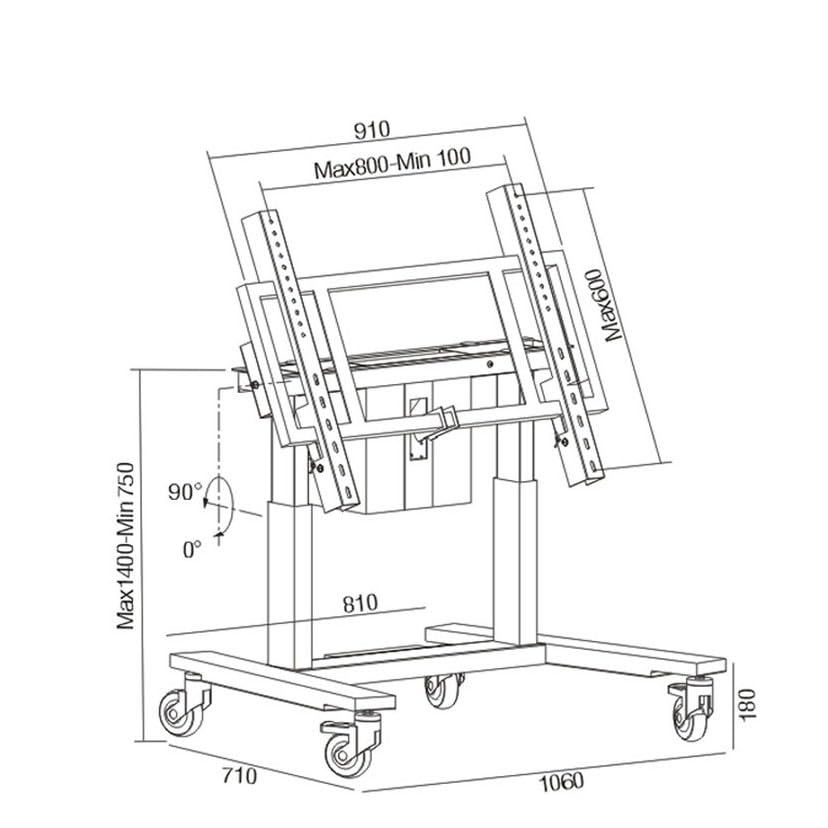 Soporte móvil para TV con ruedas y ajuste de altura miniatura 6