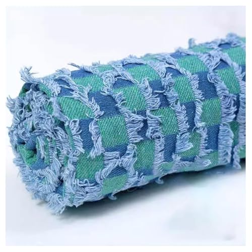 Tissu de créateur denim jacquard vert en coton haut de gamme pour confection de sac