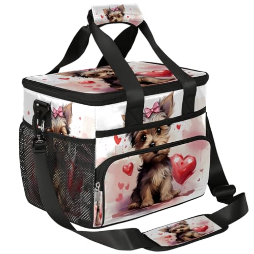Dog Insulated Picnic Backpack Lunch Box for Women Men Picnic Basket Tote Lunch Bag Picnic Bag Portable Lunch Bags for Picnic, Beach, Work, Trip,Office, Camp Puppy Heart