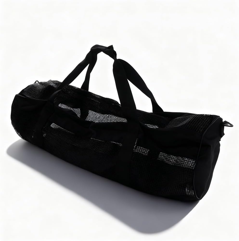 Diving Net Bag Large Capacity Mesh Storage, Breathable Cloth, 37.8x12.6 Inch - Durable and Lightweight, Zippered Shoulder Tote, Ideal for Snorkeling and Travel