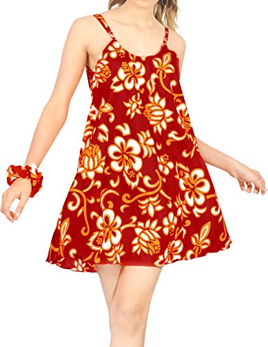 LA LEELA las Mujeres más del tamaño Mini-Playa Cubierta hacia Arriba del Tanque túnica Trajes de baño Rojo_Z1 L