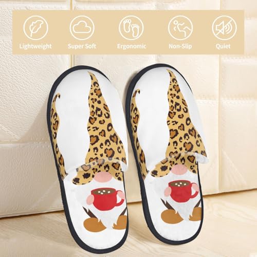 Christmas Gnomes In Leopard Print Women Slippers Home Furry Shoes Keep Men Couples Shoes Warm For Women-3