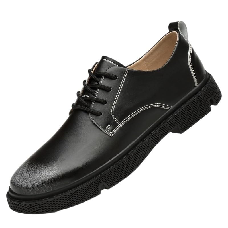 Men's Lace-up Casual Shoes Low-top Oxford Shoes Height-Increasing wear-Resistant Round-Toed Soft-Soled Shoes for Men