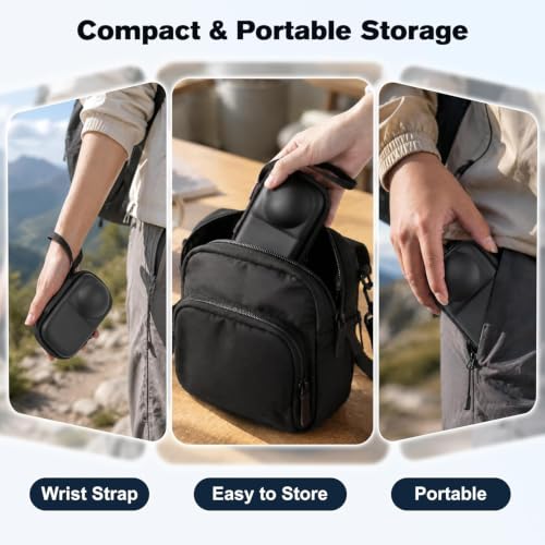 Image of Portable Carry Bag for Insta 360 X6, Water Resistant & Scratch Protection with Lightweight Storage & with Carabiner /Wrist Strap Black (Only Case)