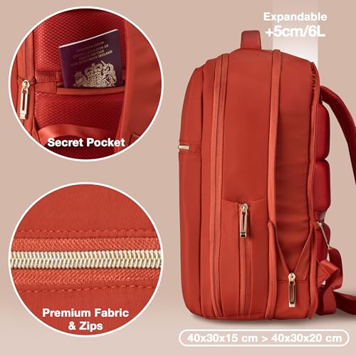 Rozszerzalny plecak podróżny 40 × 30 × 20 - 40 x 30 x 15 cm, torba kabinowa na podsiedzenie Ryanair / BA / Jet2 40 × 30 × 15 cm, bagaż podręczny - plecak podręczny dla linii lotniczych i weekendowy