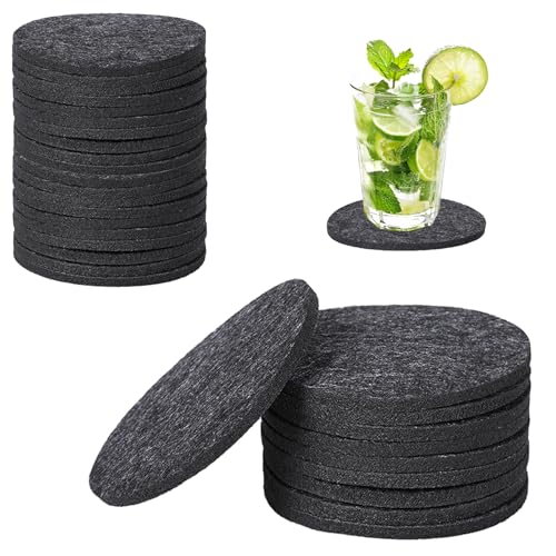OWLMATE Set di 30 sottobicchieri in feltro, rotondi, sottobicchieri in feltro, antiscivolo, resistenti al calore, per tazze da tavolo, bar, bevande
