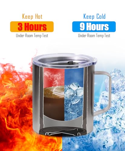 image for SUNWILL 14 oz Coffee Mug, Vacuum Insulated Camping Mug with Lid, Doubl
