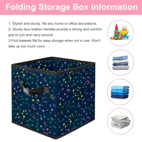 Boîte de rangement zodiaque coloré pliable avec poignées robustes - 4