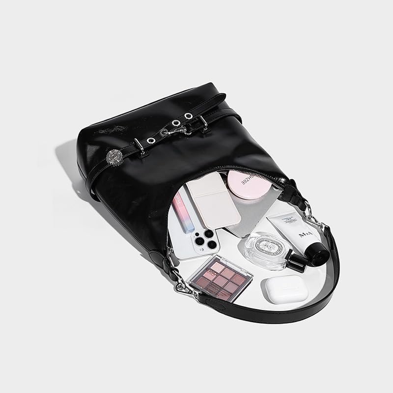 Image of Shoulder Purse for Women, Leather Women's Handbag Y2k Aesthetic Coquette Shoulder Bag Hobo Punk Trendy Ladies Purse