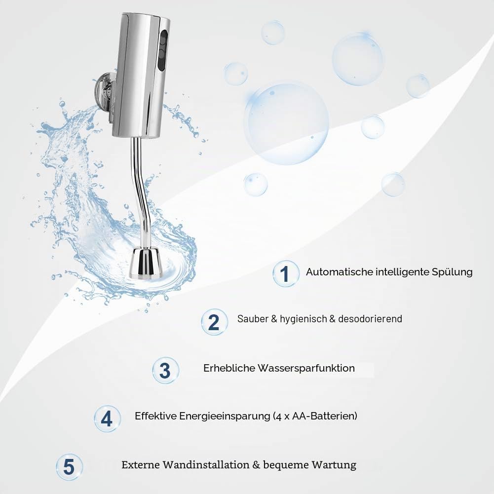 Automatischer Urinal Spülventil Sensor für die Wandmontage Intelligentes berührungsloses Urinal Spülventil für Badezimmer Wasser sparendes Auto Urinal Spülset