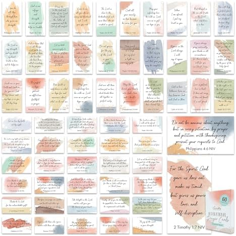 Decorably 60 Pack 3.5x2in Textured Mini Prayer Cards with Bible V...