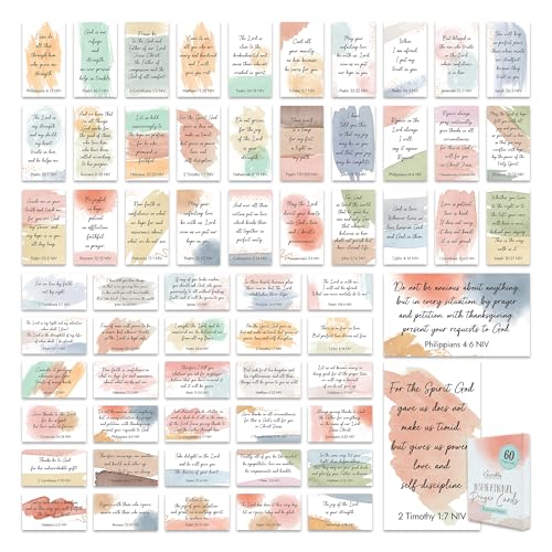 Decorably 60 Pack 3.5x2in Textured Mini Prayer Cards with Bible