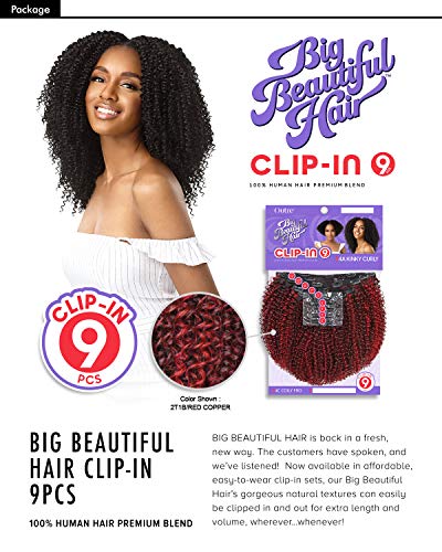 Outre Human Hair Blend Clip On Weave Premium Purple Pack Big Beautiful Hair Clip-In 4A Kinky Curl 10" 9Pcs (Nbrn) #TOP1