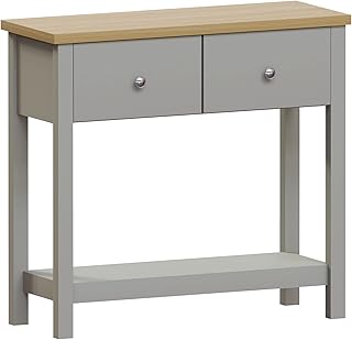 Amazon Brand - Movian, Arlington 2 Drawer Console Table, Engineered Wood, Grey & Oak, H 74 x W 80 x D 30 cm