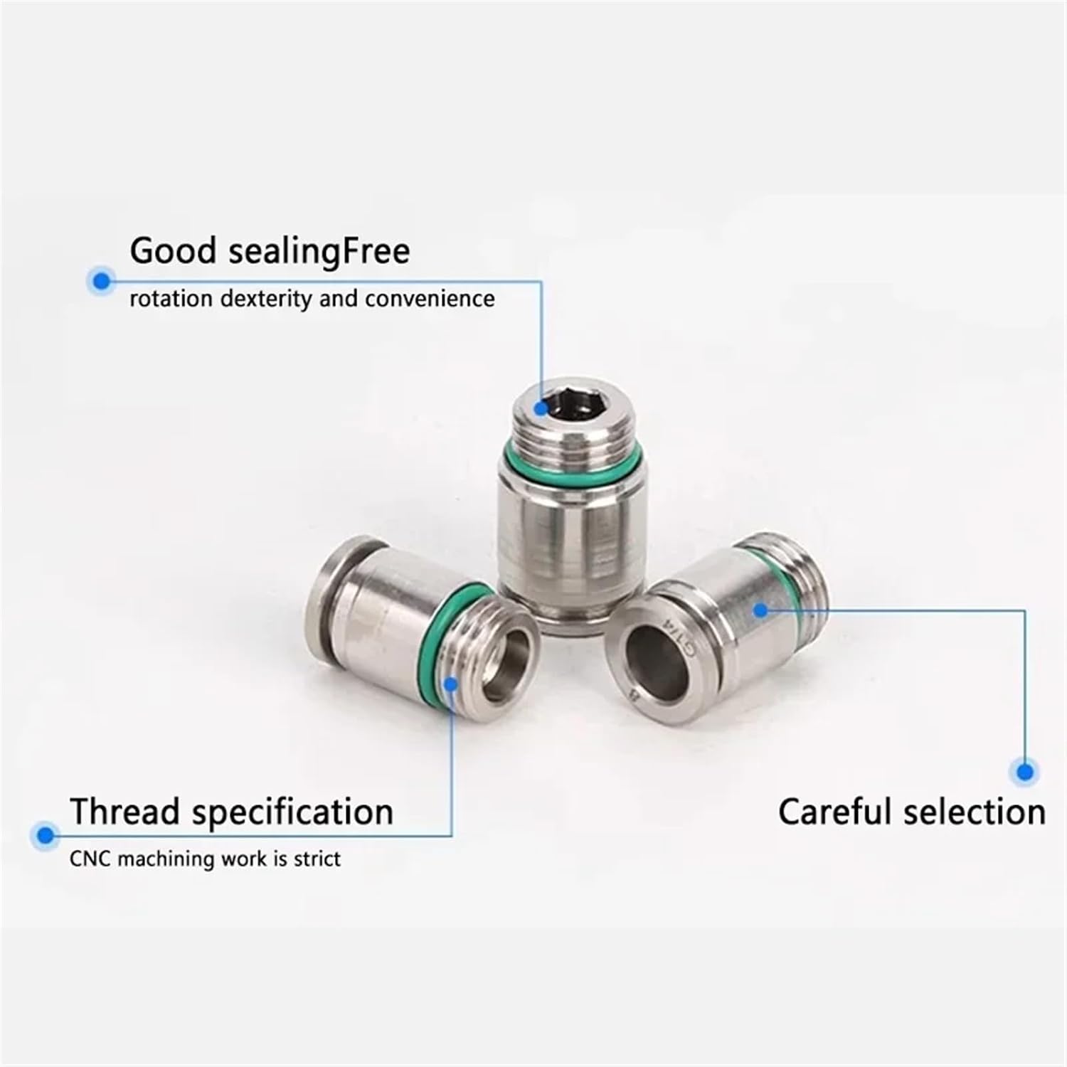 Stainless Steel 304 POC-G Internal Hexagonal External Thread Straight Joint, Pneumatic Gas Pipe Quick Insertion Straight Fitting(POC12-G03)