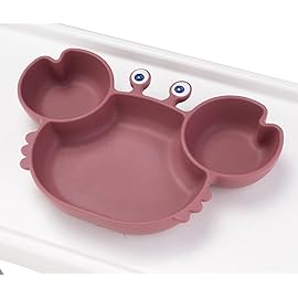 Linowos Silicone Suction Plate for Toddlers - Self Feeding Training Divided Plate Dish and Bowl for Baby and Toddler, Fits for Most Highchairs Trays, BPA Free Microwave Dishwasher Safe