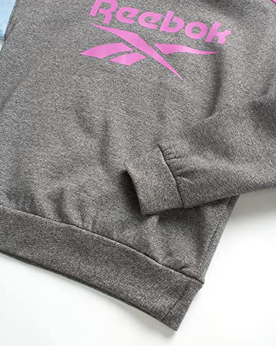 Reebok Girls' Sweatsuit Set - 2 Piece Fleece Hoodie and Jogger Sweatpants (Size: 7-12), Size 7, Lig
