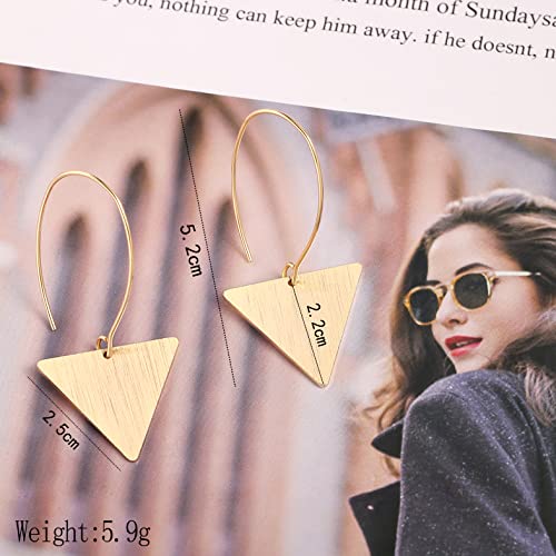 Boho Triangle Dangle Drop Earrings Long Geometric Flat Brush Hanging Earrings 18K Gold Statement Jewelry Gifts For Women #TOP2