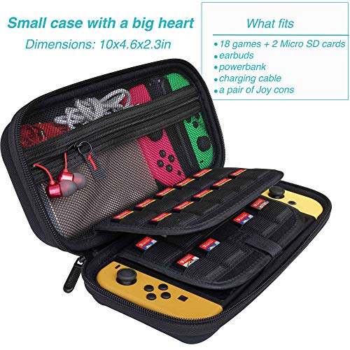 ButterFox Carrying Case for Nintendo Switch, Compatible with Nintendo Switch, 18 Game Card Holders and 2 Micro SD Slots- Black