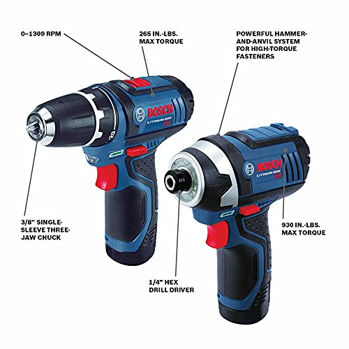 BOSCH 12V Max Cordless 2-Tool Combo Kit with Drill/Driver and Impact Driver (CLPK22-120) by Bosch - Image 2