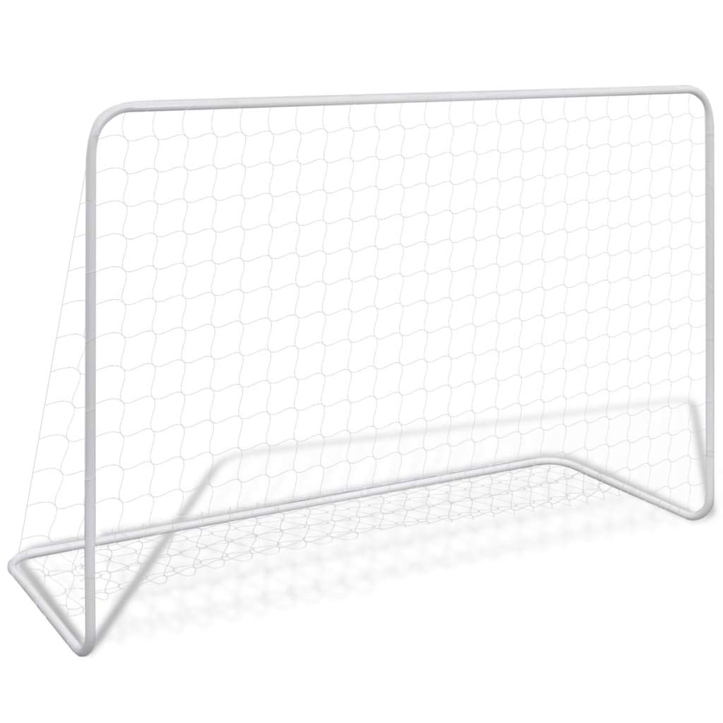 Set di 2 porte da calcio, 182 x 61 x 122 cm, stabile porta da calcio in acciaio per giardino e tempo libero, con gancio a pavimento e rete