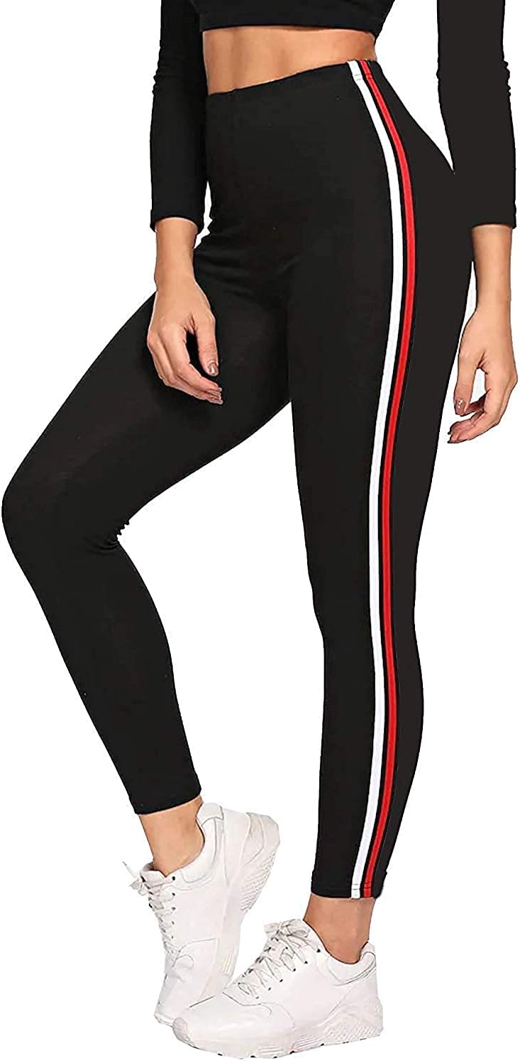 GenericKamla Ladies Fashion - Women Hot Shimmer Track Pant Jegging with Side Striped Jogger Free Size full Stretchable Colour Black Combo Pack 2 Size Between 28-34 Inches Regular Fit