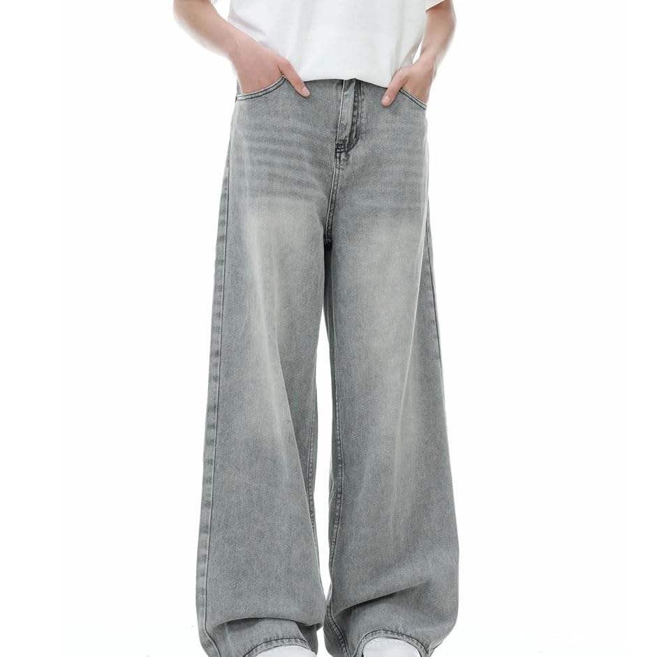 Men’S High Waist Straight Jeans Denim Pants Casual Style Button Fly Stripe Design Jeans4