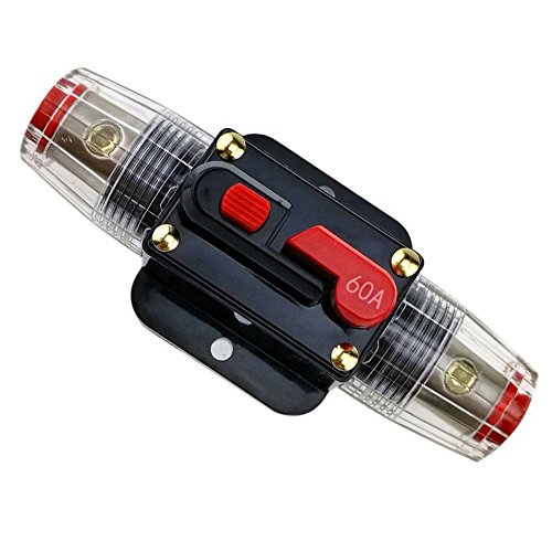 RKURCK 12V-24V DC 60 Amp Circuit Breaker, Fuse Holder, Inline Fuse Block For Car Audio Solar Inverter System Protection (60A)